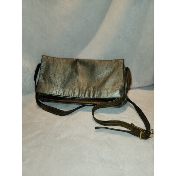 VINTAGE Atalla Genuine Leather Multi-Metallic Foldover Shoulder Bag Made in USA - Picture 1 of 6